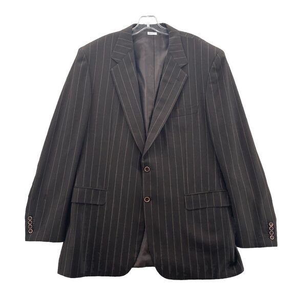 BRIONI Neiman MarcusTraiano Blazer Mens Brown 46L Gold Striped Jacket Wool‎ Coat - Picture 2 of 16